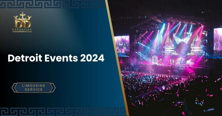 Stage View of a Concert With Purple and Blue Lights from the Upper Balcony With a Large Crowd | Detroit Events 2024 | D&D Executive Transportation